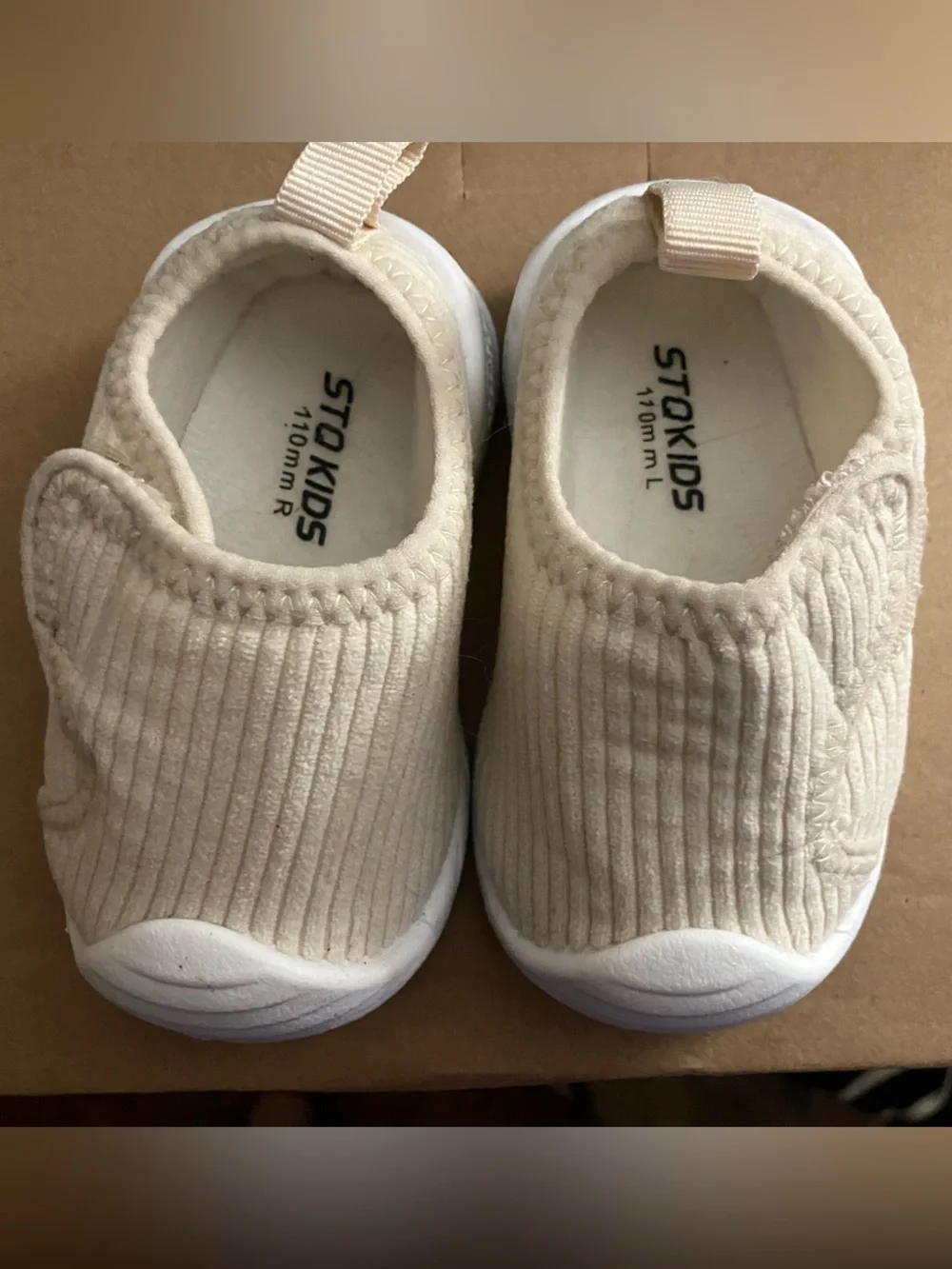 STO Kids Cream Ribbed Slip-On Baby Walkers